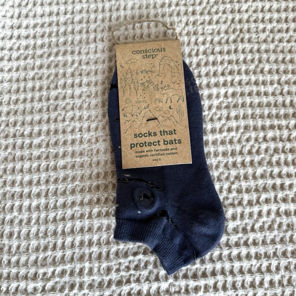 Conscious Step Socks That Protect Bats Organic Cotton Small Women's 5-9 Blue